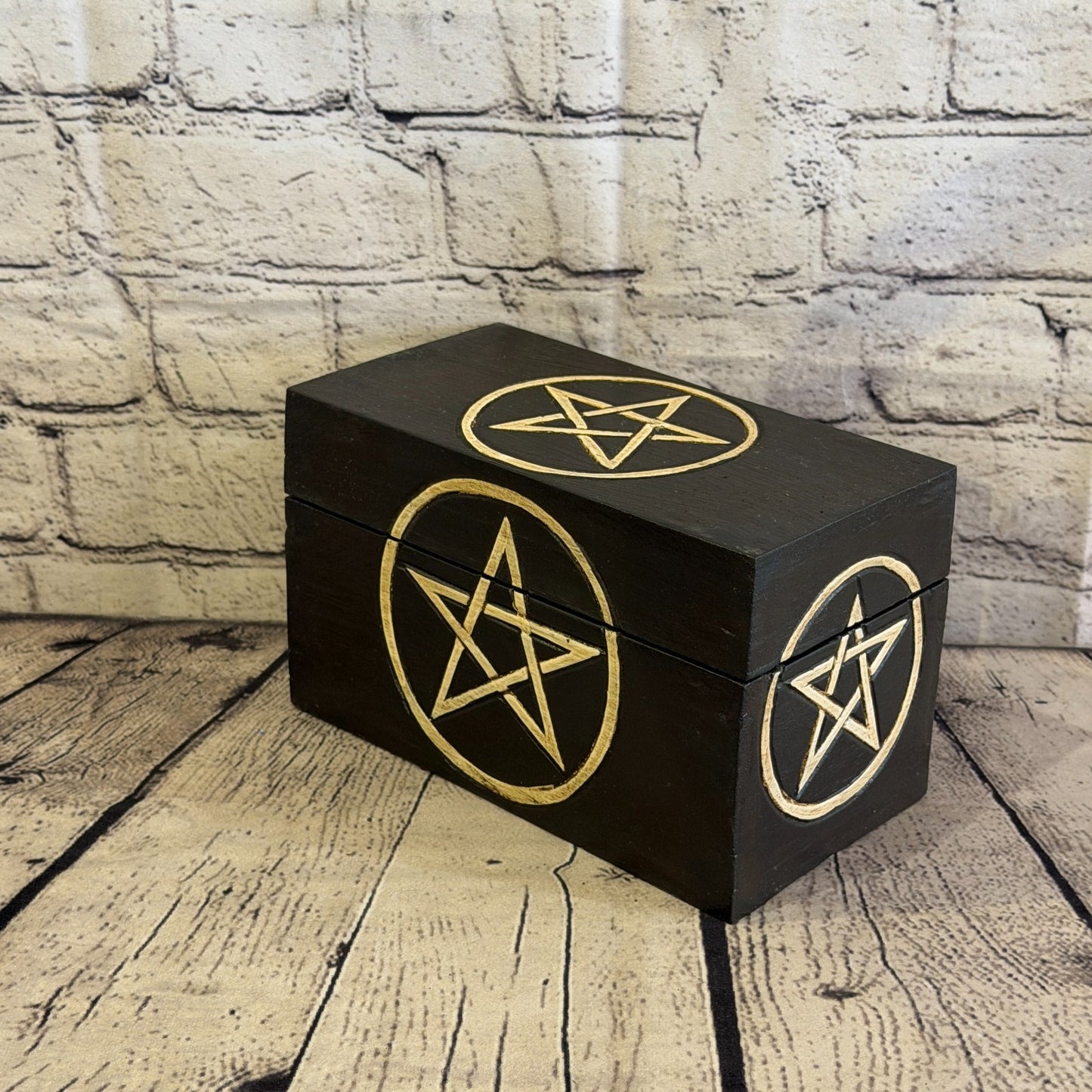 20cm x 12cm x 10cm Wood Gothic Pentagram Skull Coffin Jewellery Trinket Box0