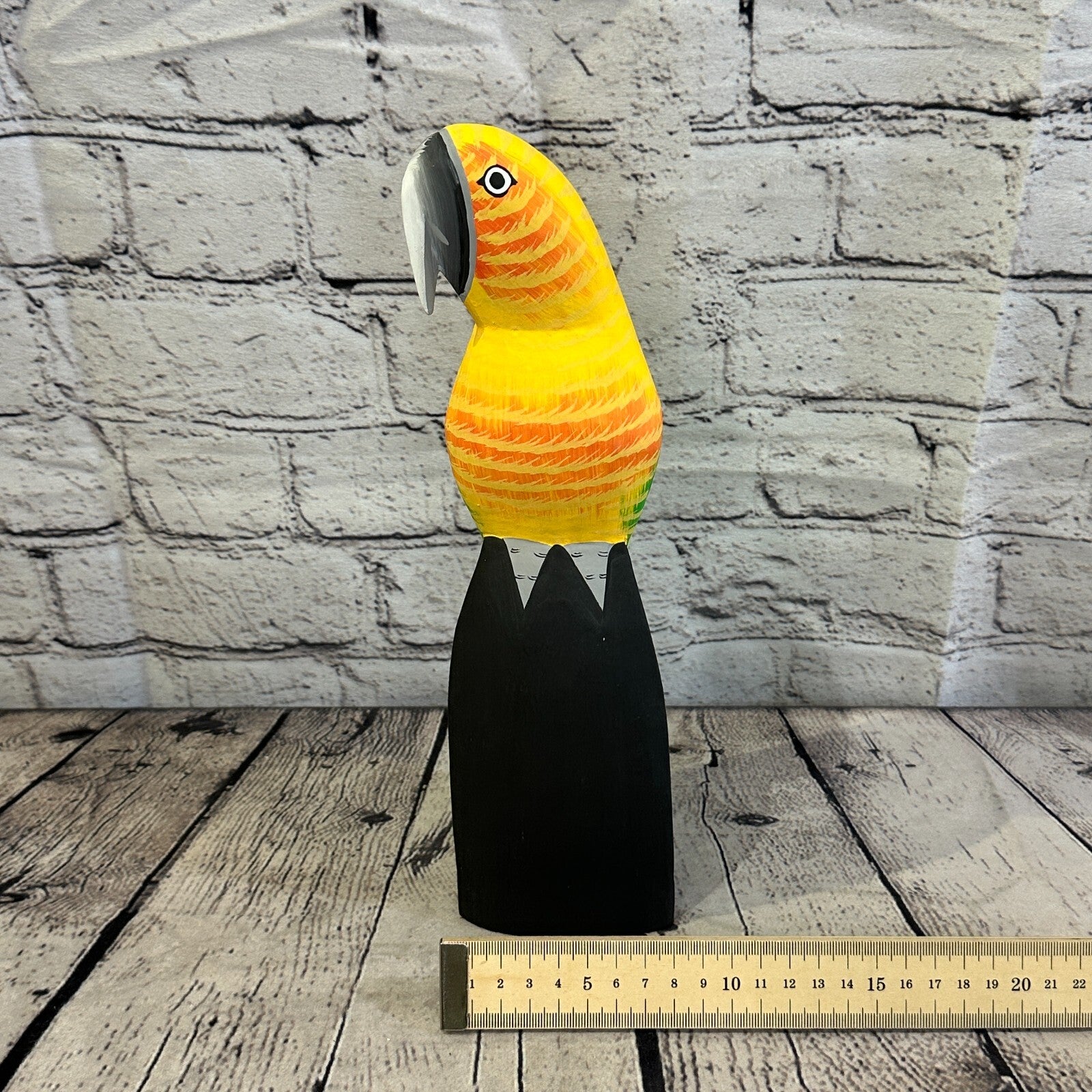 30cm Yellow Parrot Bird Ornament Statue Fair Trade Hand Made Carved Wood8