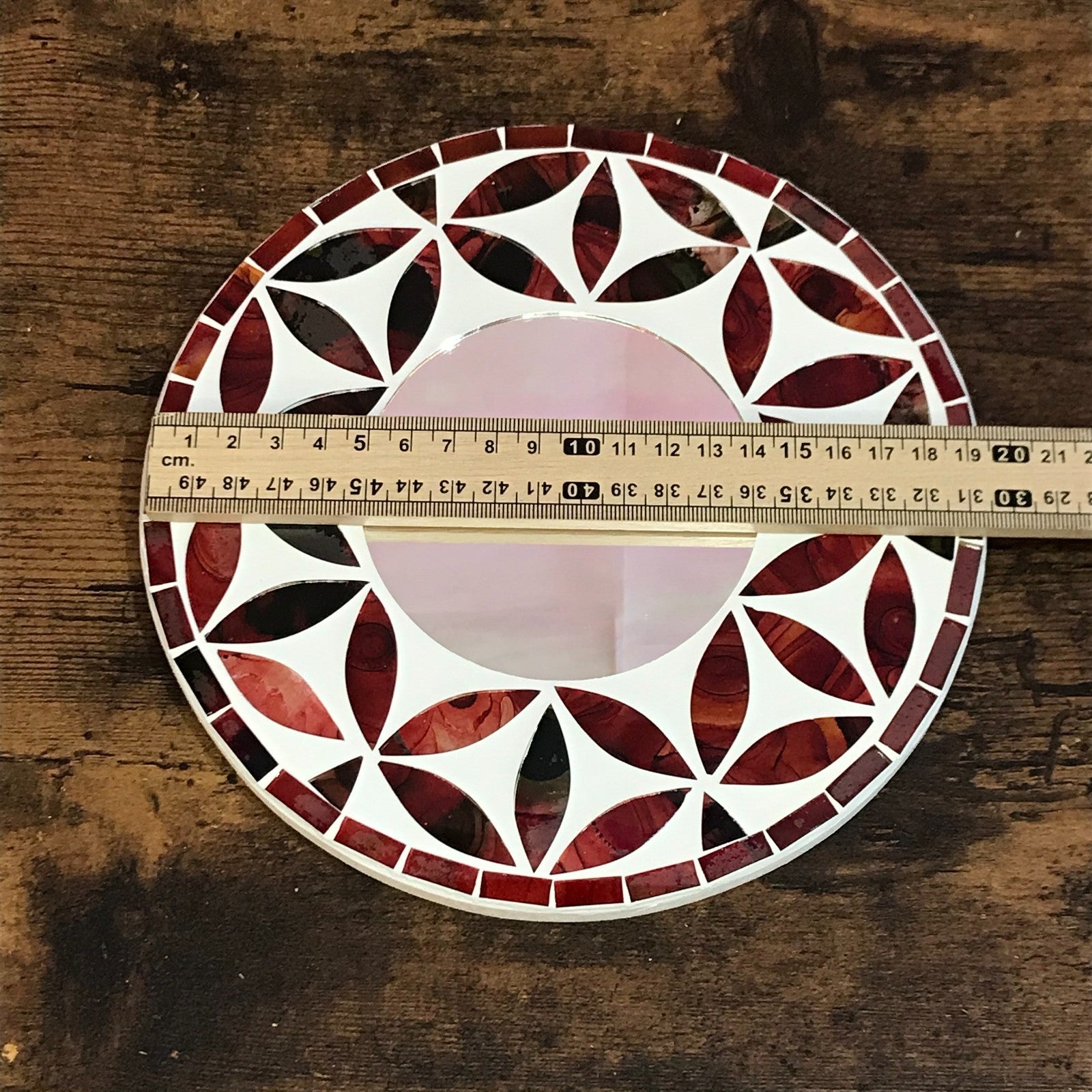 Red Flower Mosaic Tile Wall Mirror 20cm x 20cm 8 Inches Handmade New3