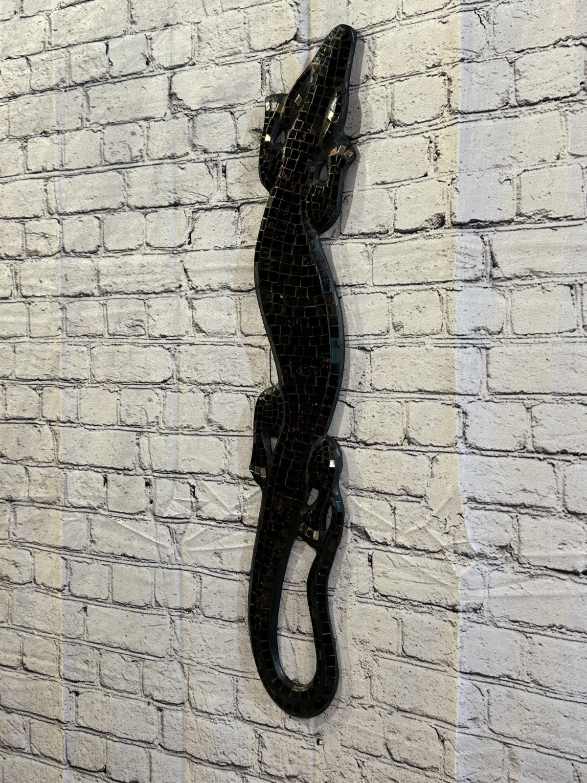 80cm Gecko Purple Mosaic Wall Hanging Wooden Ornaments Wood Carving1