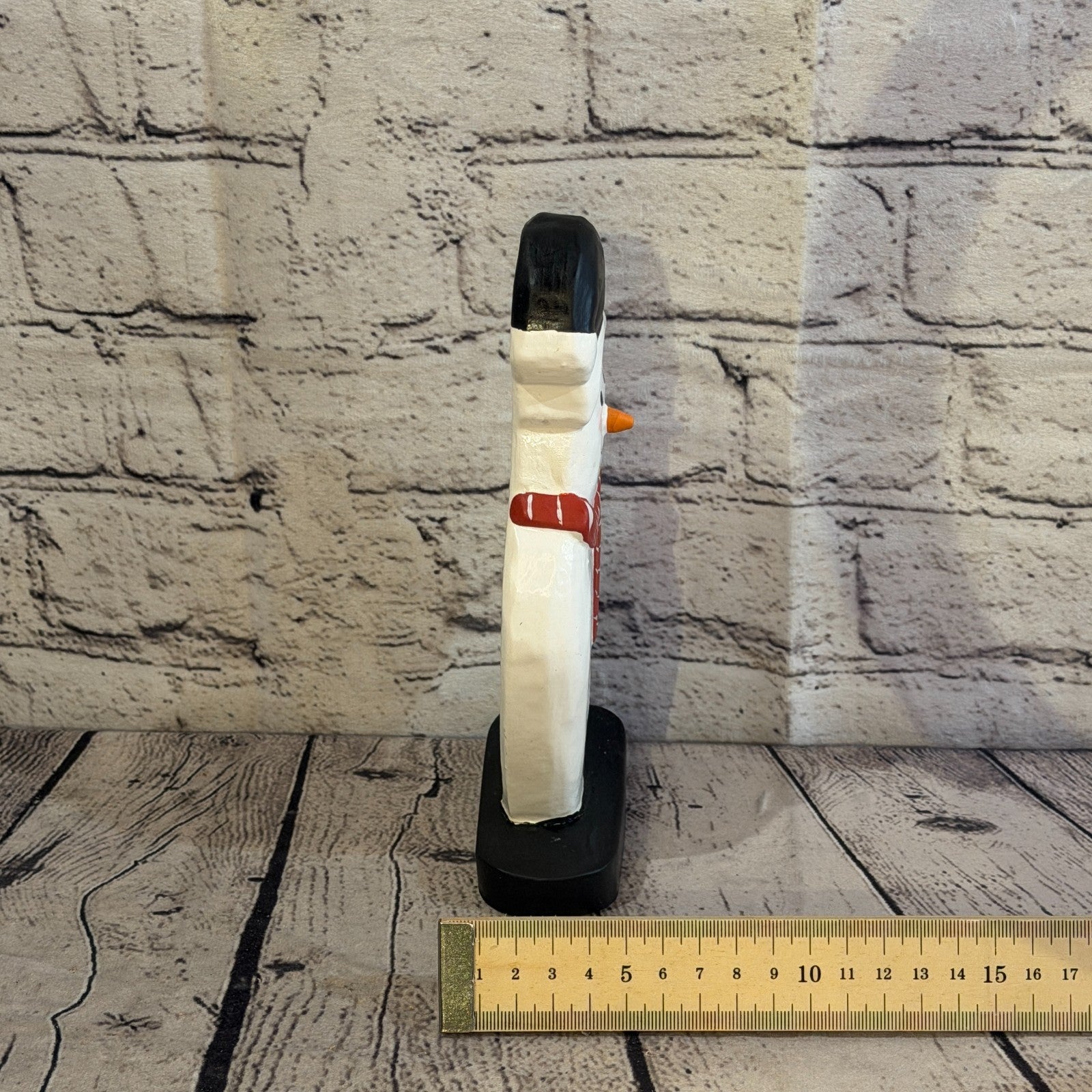 20cm x 10cm Black Flat Top Hat Snowman Handcrafted Wood Xmas Christmas Ornament7