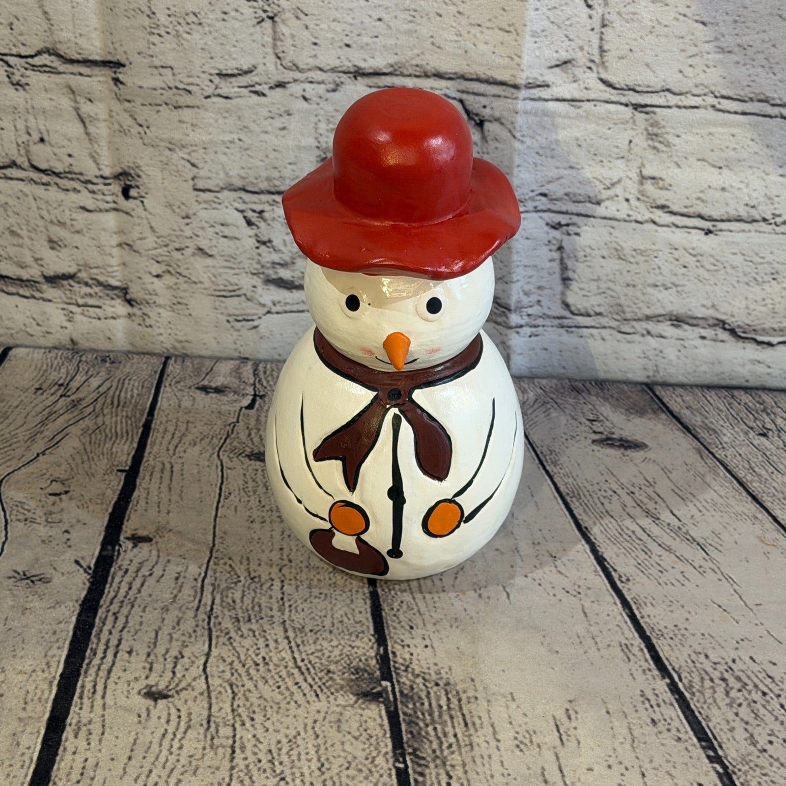 20cm x 12cm Red Top Hat Snowman Handcrafted Wood Xmas Christmas Ornament1
