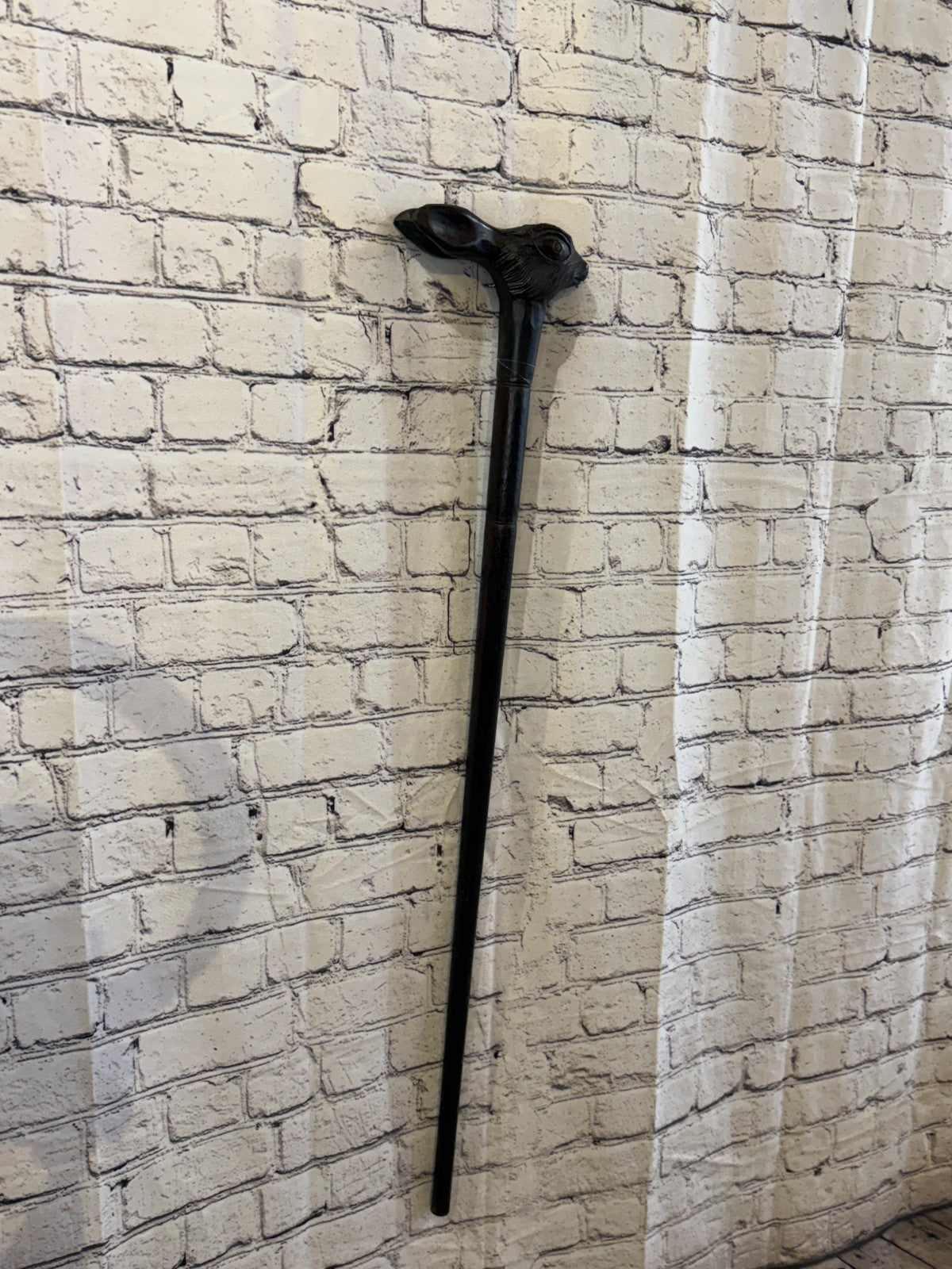 Rabbit Hare Head 90cm Tribal African Walking Stick Cane Hand Carved Dark Wood1