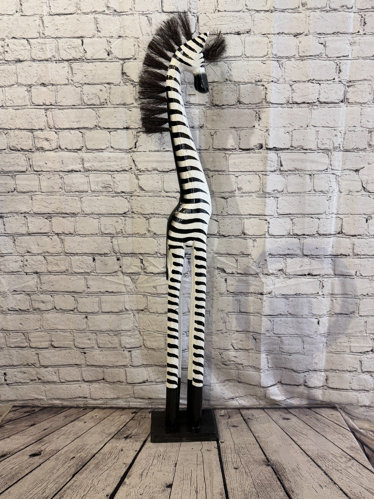 100cm Painted Wooden Zebra Standing Single Carved Solid Wood Zebra Handmade3