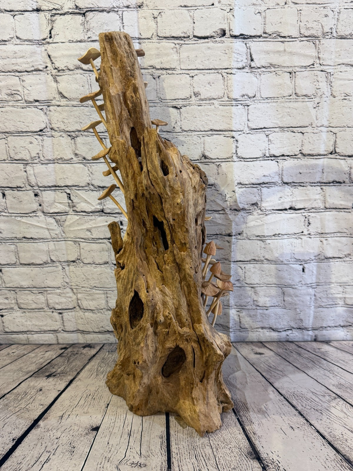 65cm Tall Plain Mushroom Parasite Ornament Natural Carving Fairtrade Wooden2