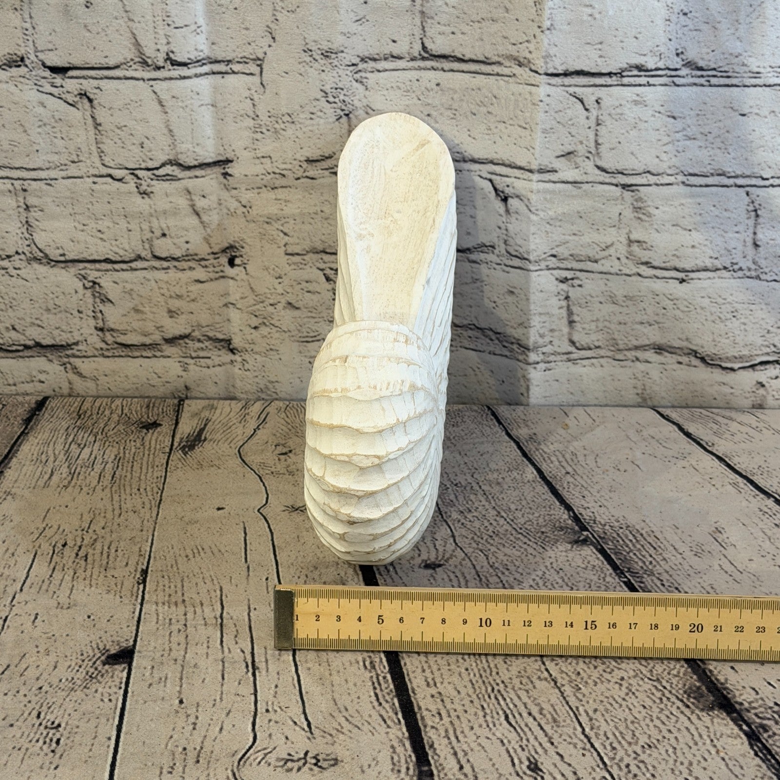 25cm White Shabby Pastel Nautilus Shell Ornament Decor Carved Light Wood Figure7