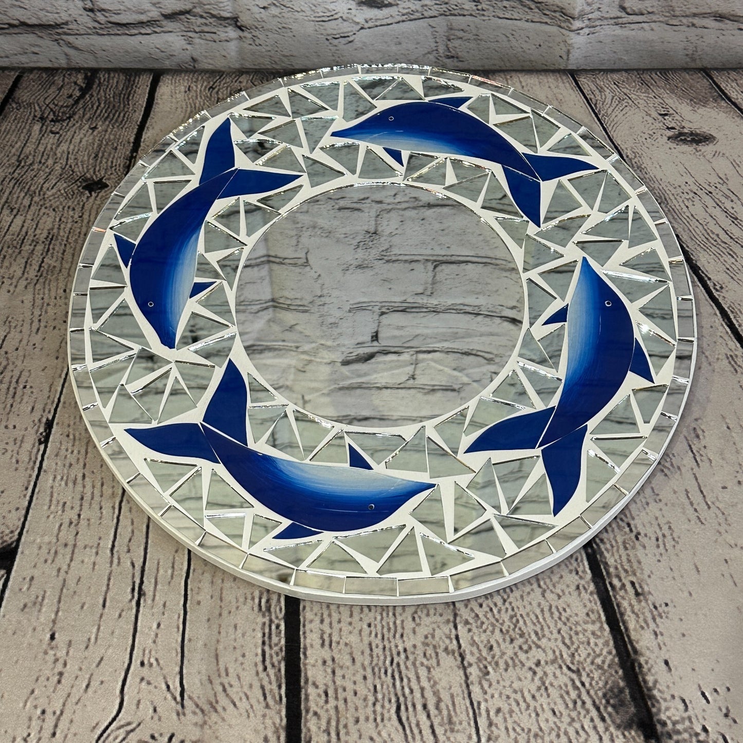 Blue Dolphin Mosaic Tile Wall Mirror 30cm x 30cm 12 Inches Handmade New2