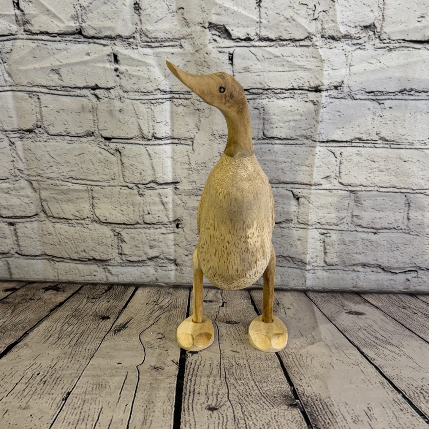 Looking Right 30cm Tall Wooden Smooth Duckling Baby Duck Bamboo Root Fairtrade1