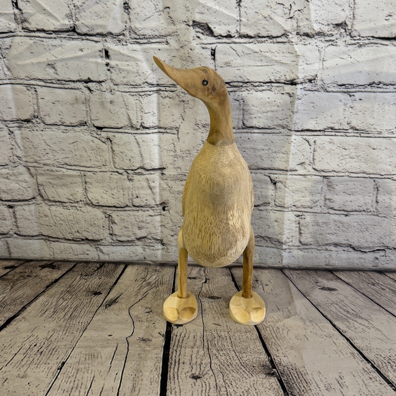 Looking Right 30cm Tall Wooden Smooth Duckling Baby Duck Bamboo Root Fairtrade1
