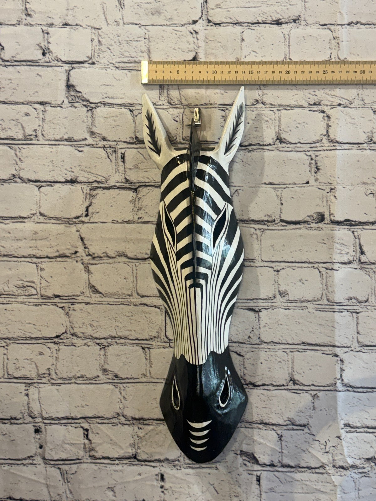 50cm Zebra Plain Hand Carved Fair Trade Wooden Animal Wall Art Wall Hang Mask3