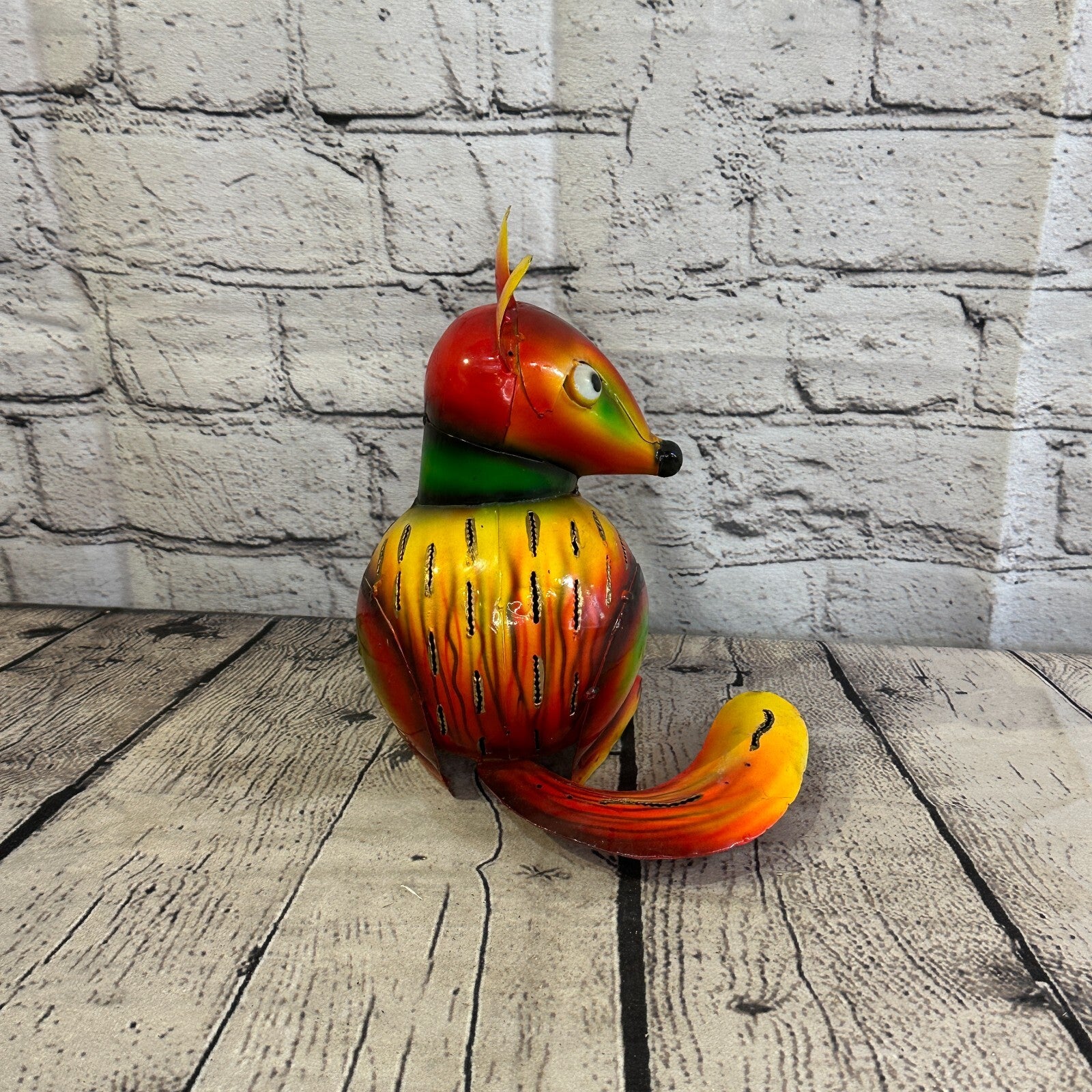 18cm x 14cm Orange Colour Fox Cartoon Ornament Painted Statue Candle Holder3