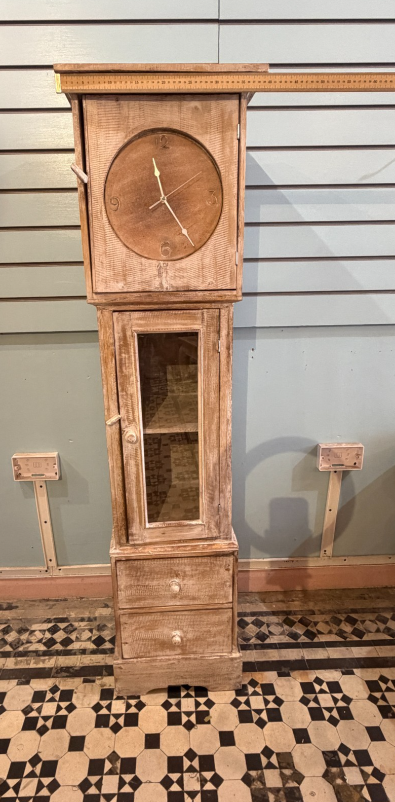 150cm x 40cm x 35cm White Clock Shelf Wooden Cabinet Living Storage Furniture7