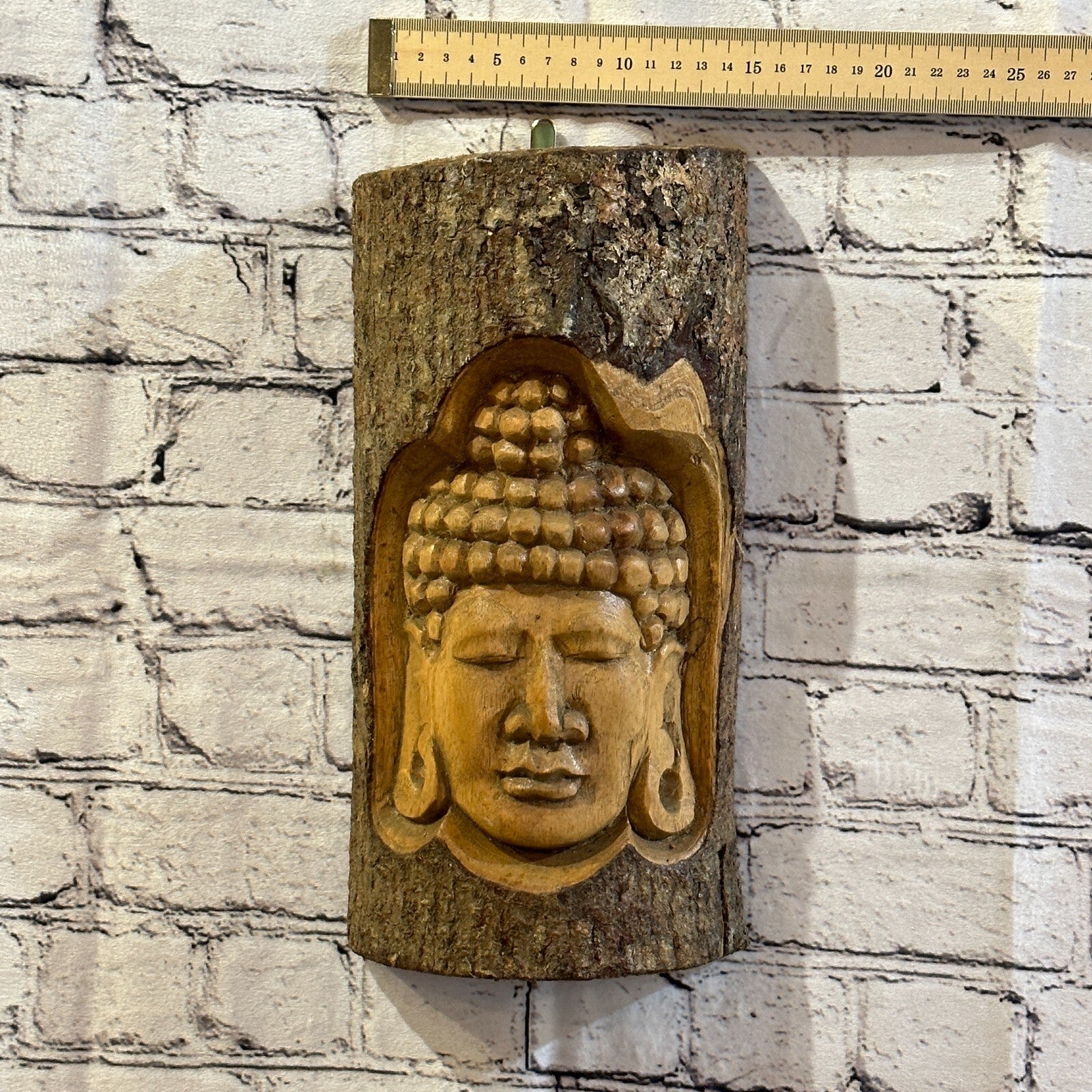 Buddha Head Of The Woods 30cm Hand Carved Wizard Tree Trunk Wood Fairtrade3