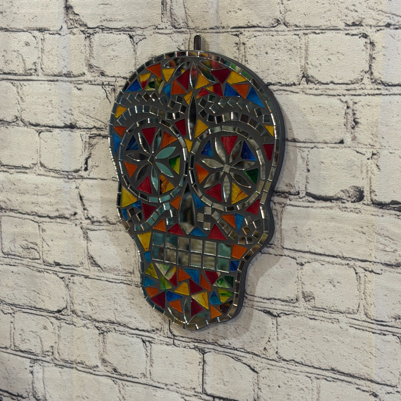 Rainbow Skull Mosaic Tile Wall Mirror 30cm x 20cm 12 Inches Handmade New2