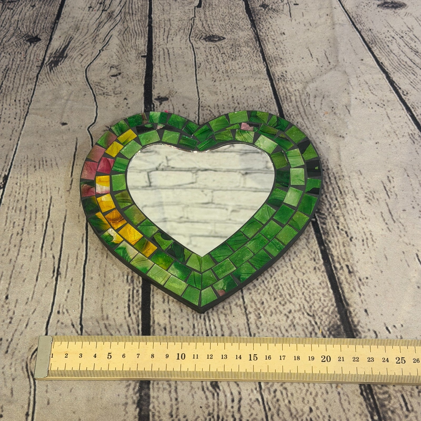 Green Heart Shape Mosaic Tile Wall Mirror 20cm x 15cm 8 Inches Handmade New4