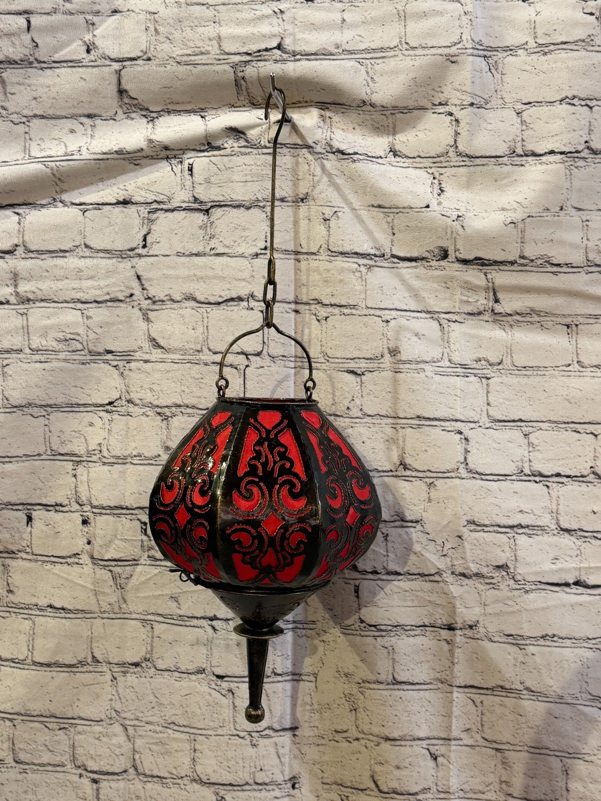 30cm x 20cm Red Metal Fabric Ceiling Pendant Light Shade Lampshade LED Bulb2