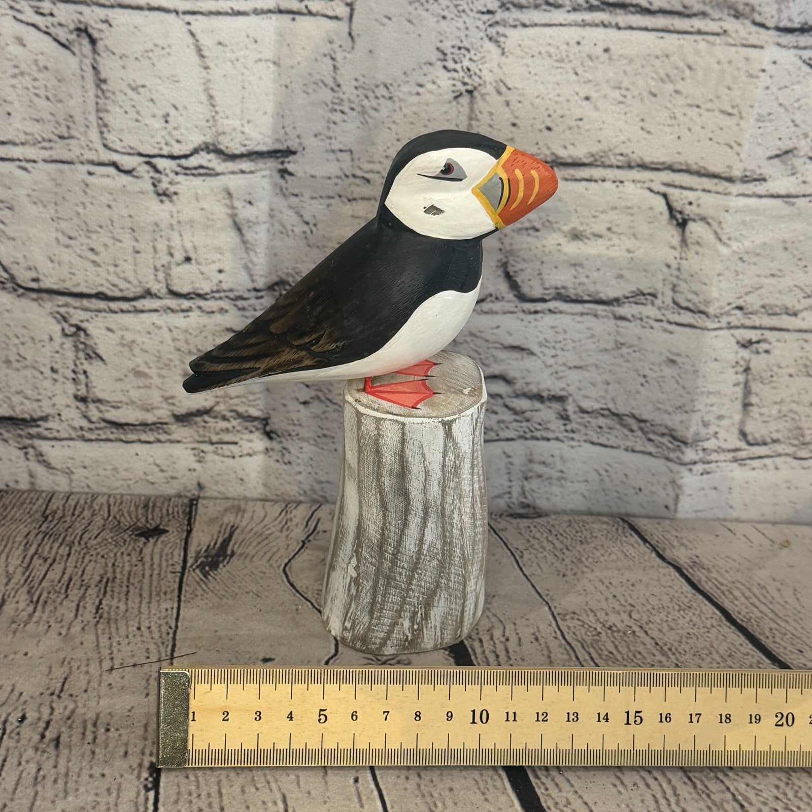 20cm Puffin Wooden Bird Ornament Seaside Coastal Nautical Handcrafted Decor7