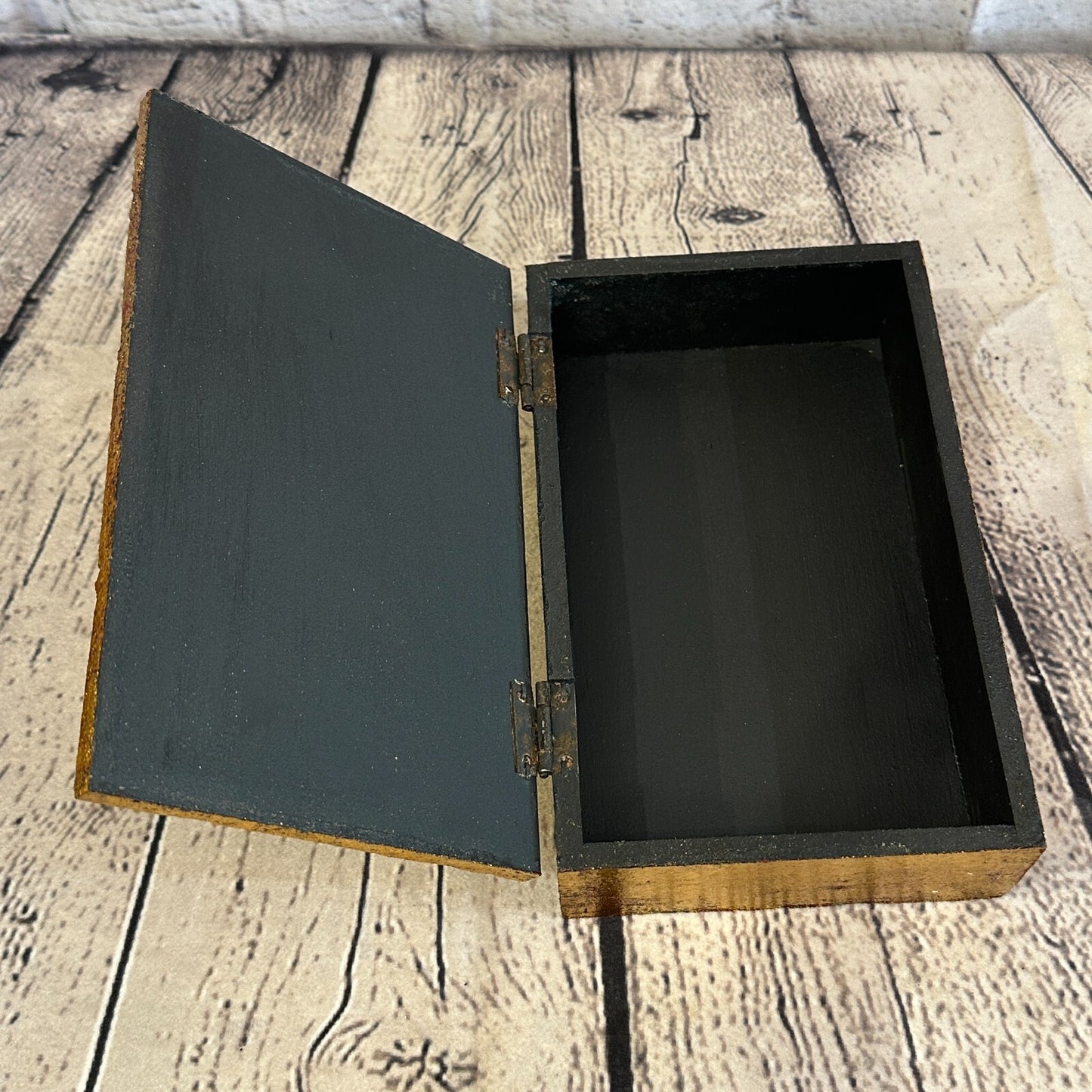 Bright Gold Thai Plain Buddha Face 20cm x 12cm x 5cm Wooden Box Trinket Handmade3