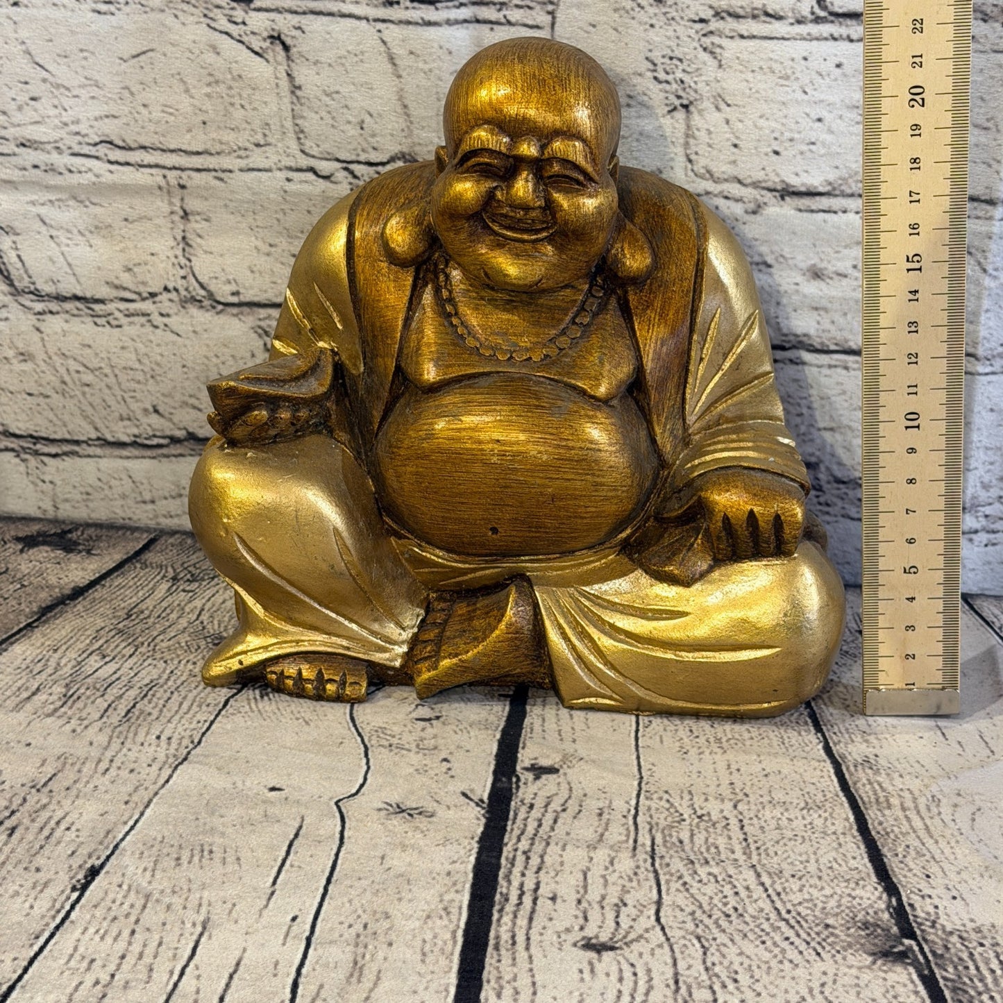 Bronze & Bronze 20cm x 20cm Large Chinese Buddha Sitting On Lotus Statue Resin5