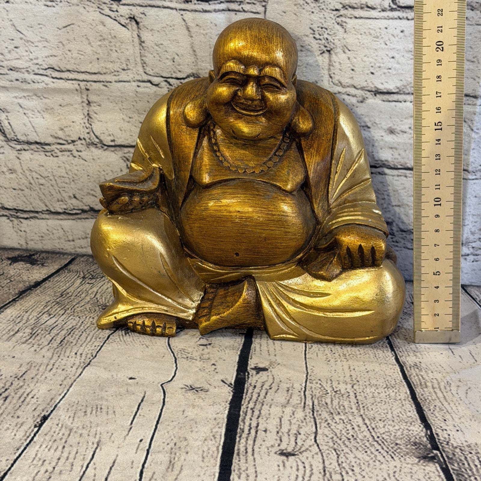 Bronze & Bronze 20cm x 20cm Large Chinese Buddha Sitting On Lotus Statue Resin5