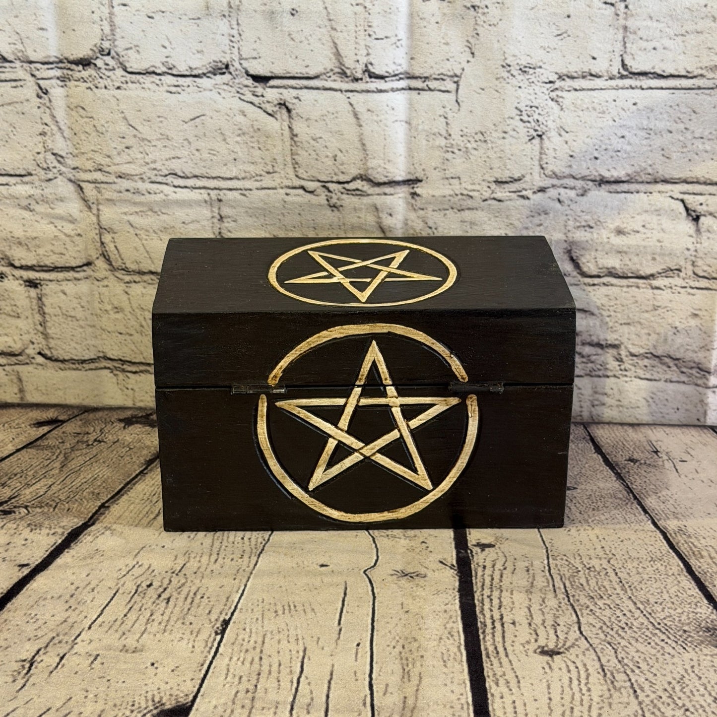 20cm x 12cm x 10cm Wood Gothic Pentagram Skull Coffin Jewellery Trinket Box4