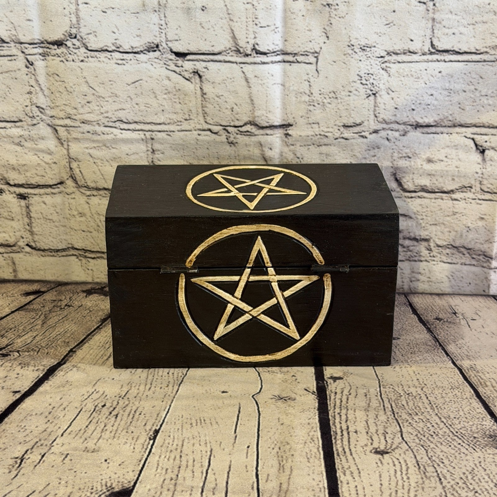 20cm x 12cm x 10cm Wood Gothic Pentagram Skull Coffin Jewellery Trinket Box4