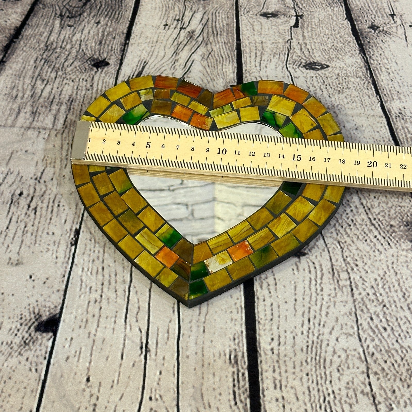 Yellow Heart Shape Mosaic Tile Wall Mirror 20cm x 15cm 8 Inches Handmade New3