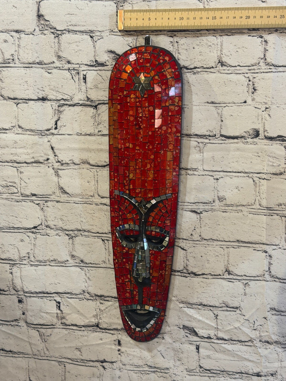 50cm Mask Red Mosaic Wall Hanging Wooden Ornaments Wood Carving3