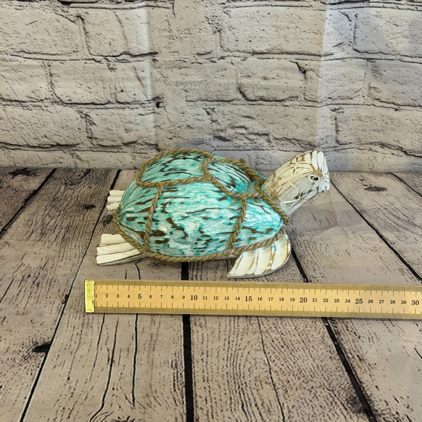 Green Body White Folk Art Painted Turtle Coconut Shell Ornaments Hanging Decor5