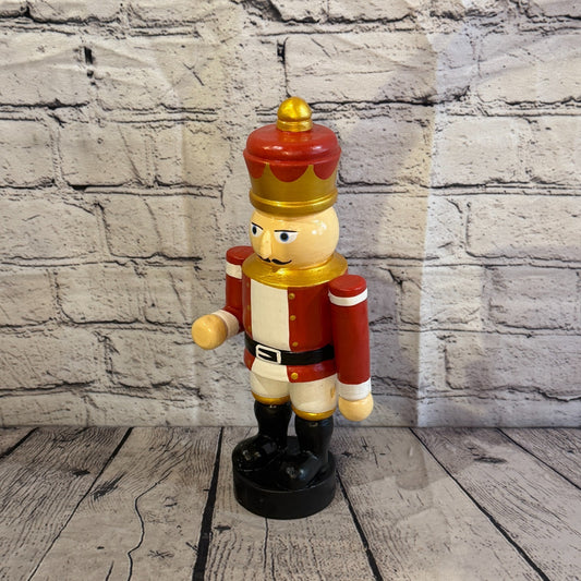 30cm Red Top Hat Nut Cracker Soldier Handcrafted Wood Xmas Christmas Ornament0