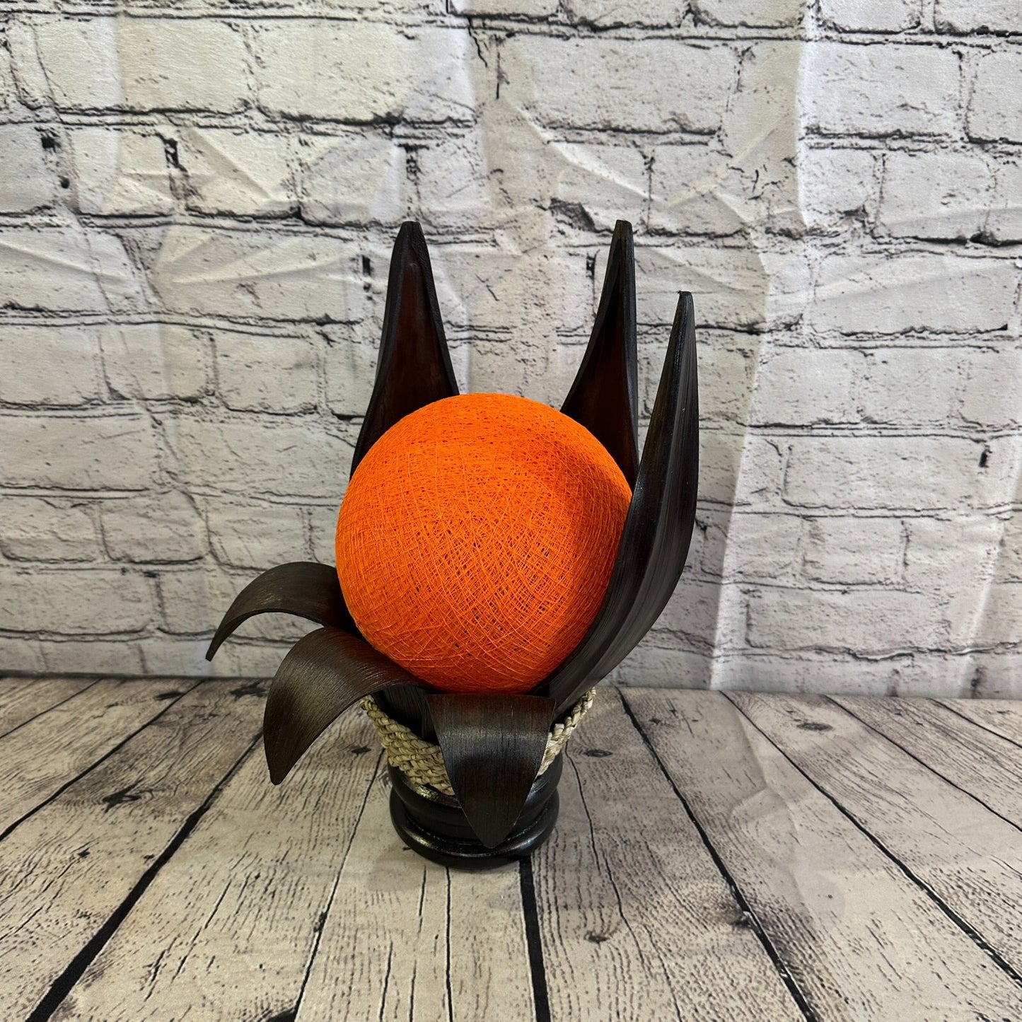 Orange Dark Brown Natural 35cm Tall Leaf Lamp Twist LED UK Mains Plug Design 31