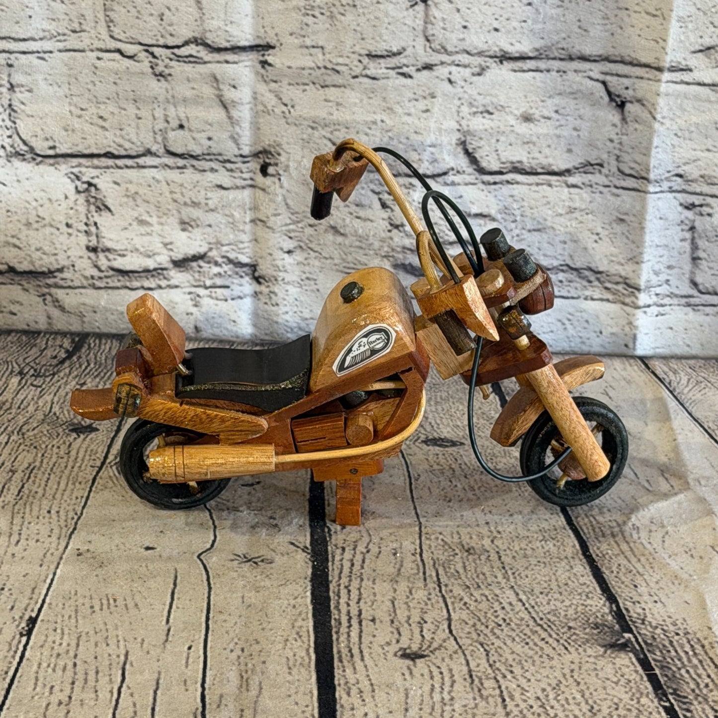 20cm Small Light Wood Motorbike Motorcycle Model Wooden Ornament Decorative Bike3