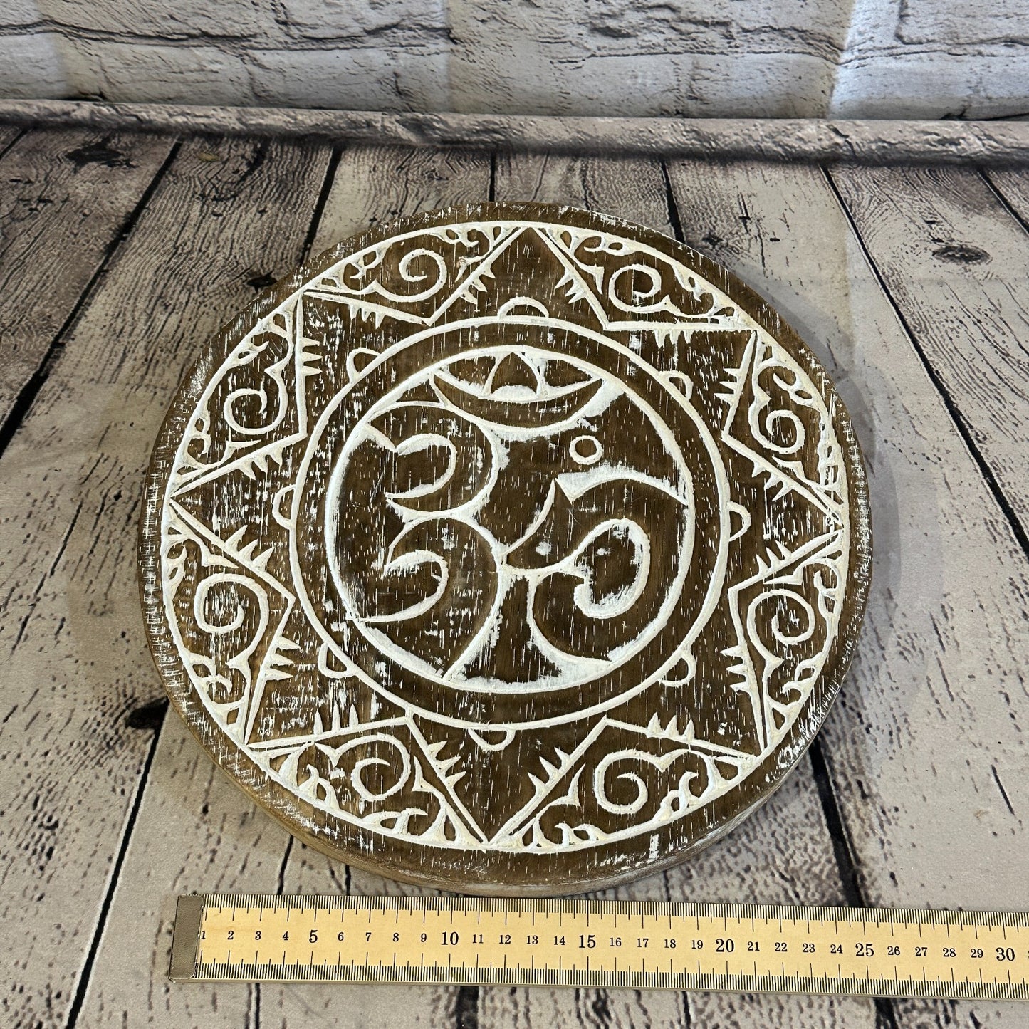 30cm Brown Style Wall Decoration Om Lucky Coin Designer Mask Wooden Handmade4