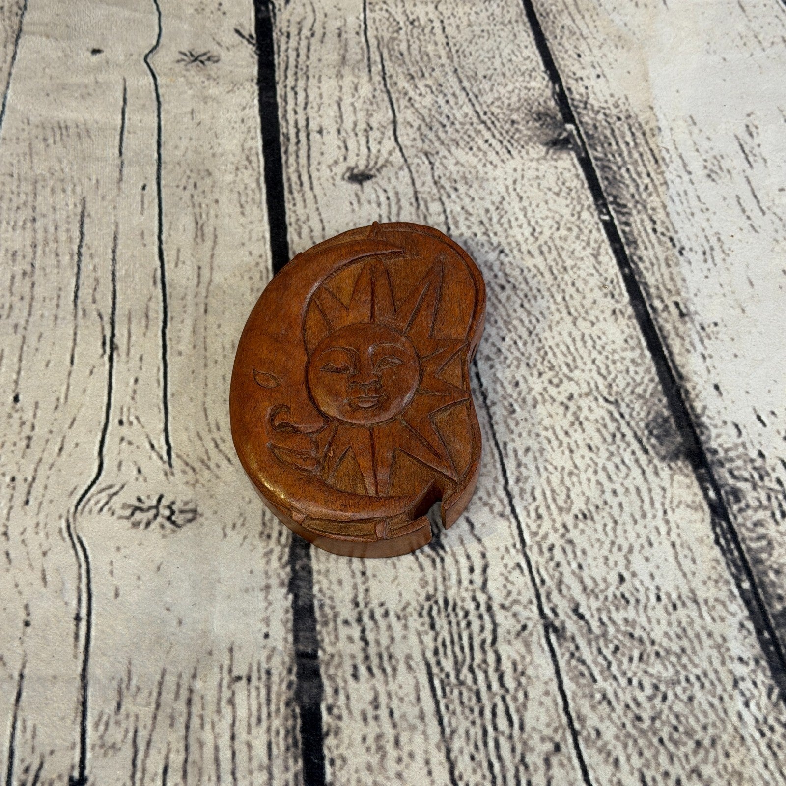 Oval Sun & Moon 4 Bit Wooden Puzzle Box Secret Box Magic Trinket Handmade2
