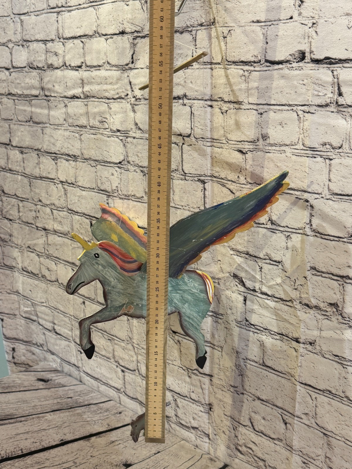 30cm x 55cm Unicorn Flying Wooden Mobile Children's Bedroom Room Decor4