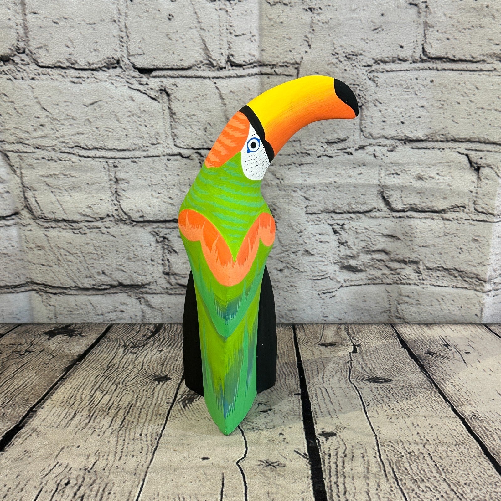 20cm Green Toucan Bird Ornament Statue Fair Trade Hand Made Carved Wood3