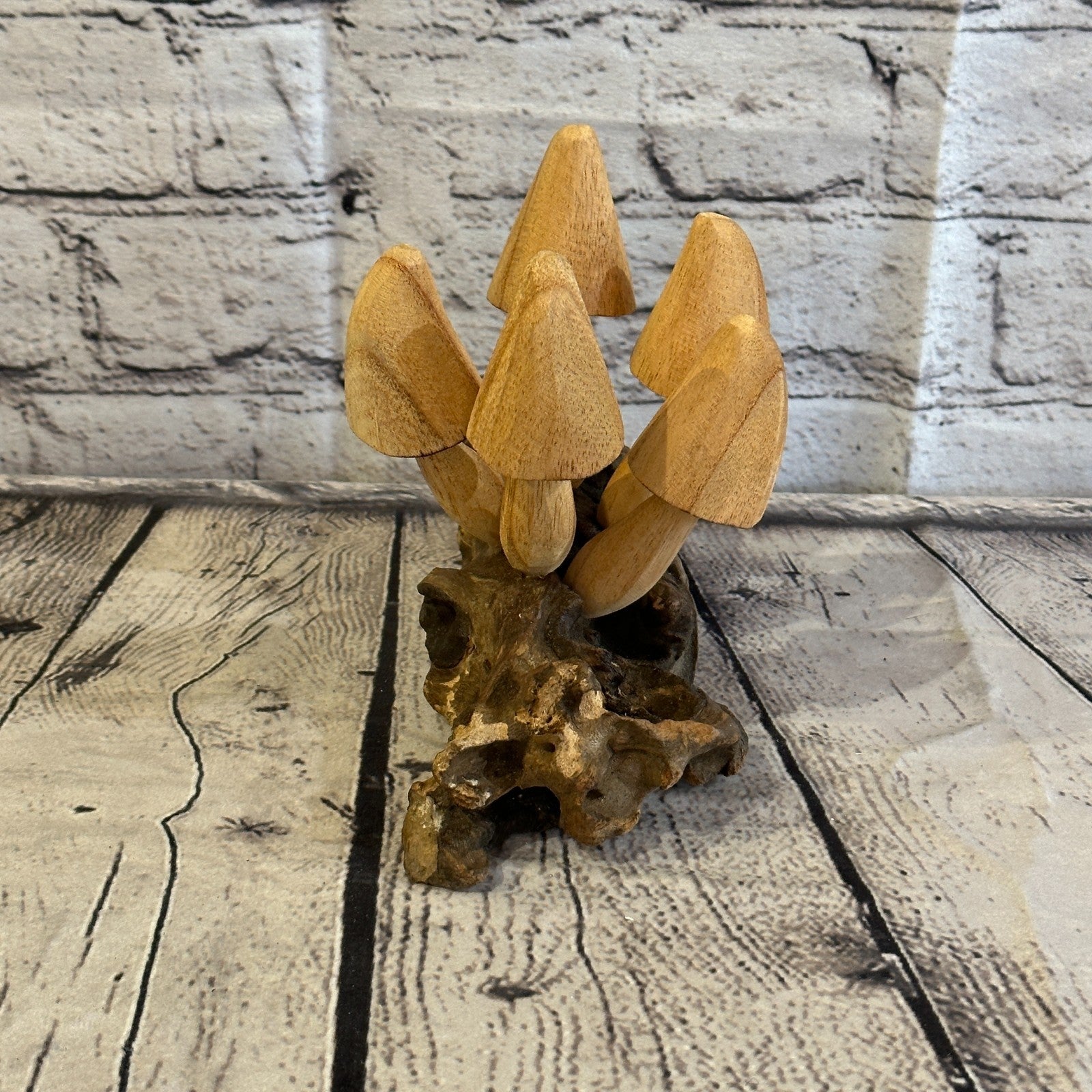 Five Large  Mushrooms Parasite Ornament Natural Carving Fairtrade Wooden4