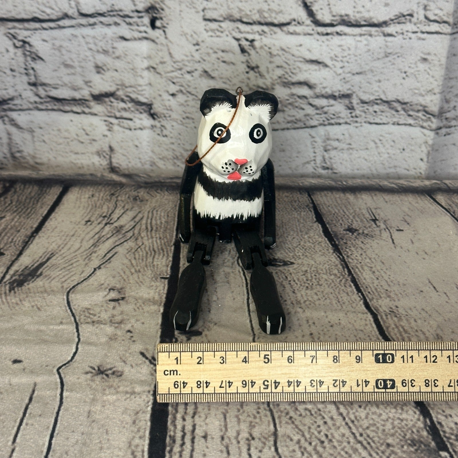 10cm Bright Panda Sitting Animal, Wooden Shelf Ornament Handmade and Fairtrade6