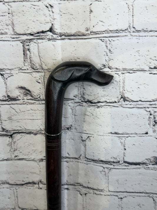 Dog Hound Head 90cm Tribal African Walking Stick Cane Hand Carved Dark Wood0