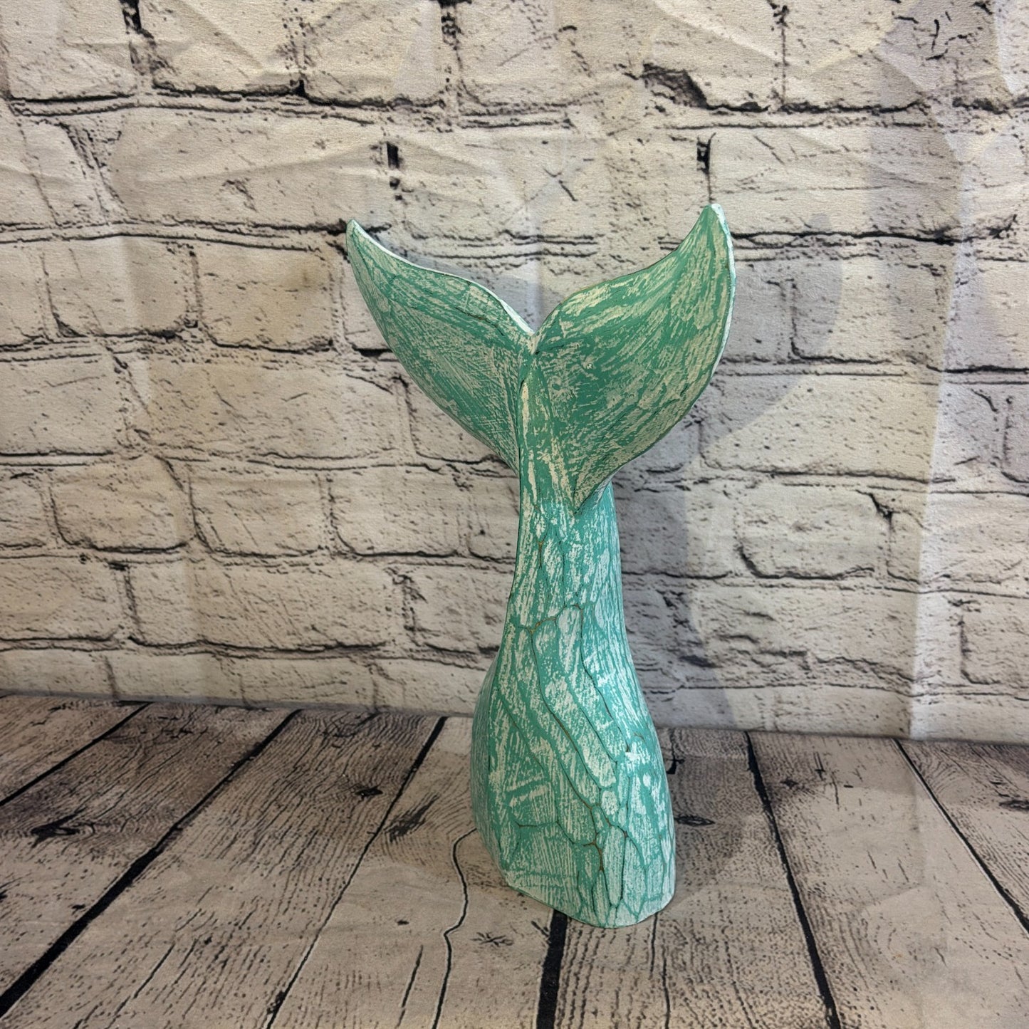 35cm x 35cm Whale Tail Green Fish Wood Coastal Ocean Bathroom Decoration1