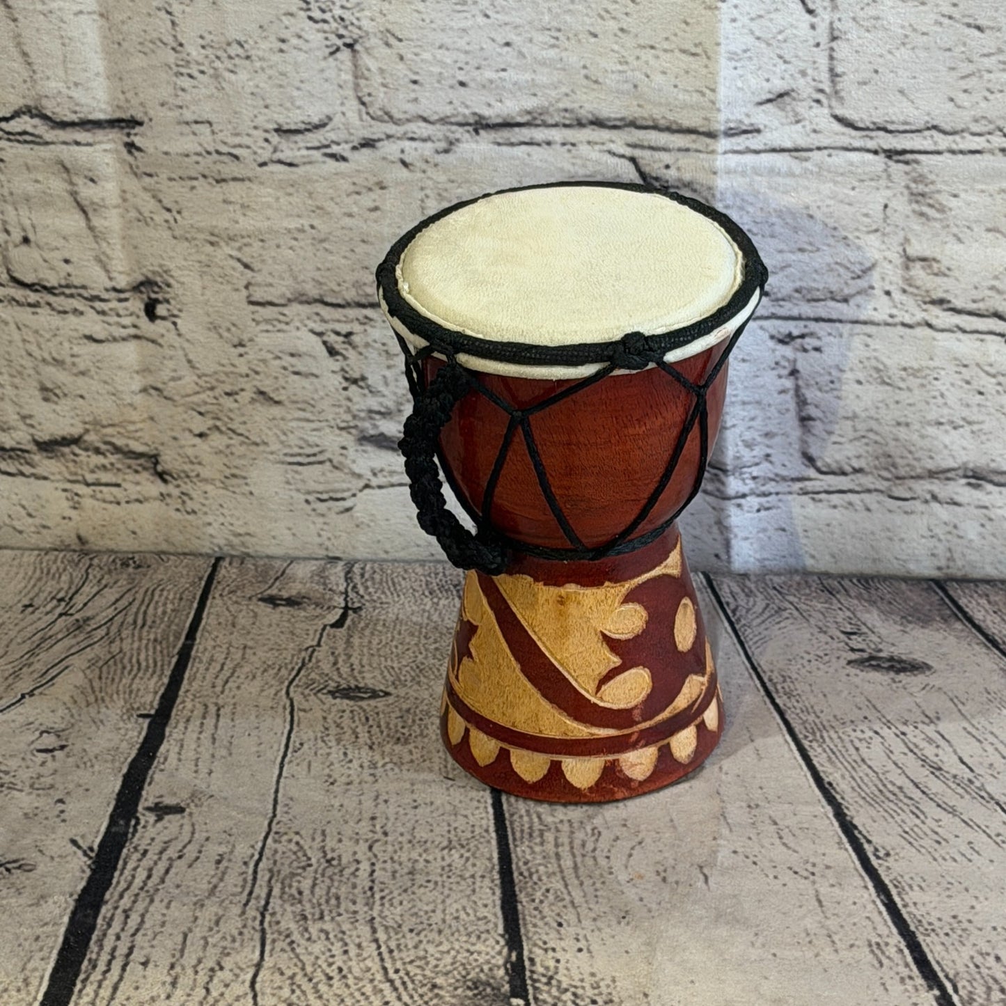 15cm Carved Djembe Drums Musical Instrument Hand Made Fair Trade Dot Painted2