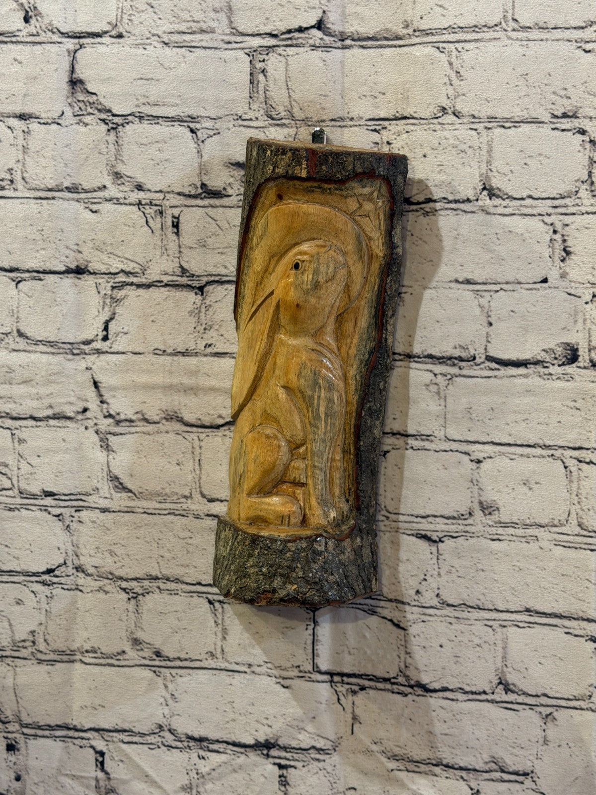 Hare Rabbit Looking At Moon 30cm Hand Carved Wizard Tree Trunk Wood Fairtrade0