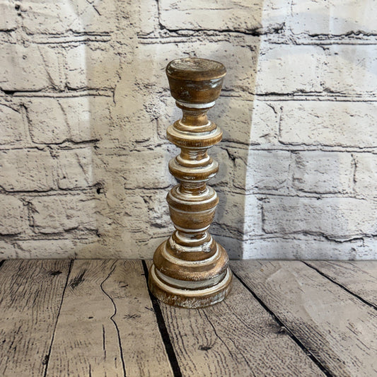 25cm x 10cm Brown Regal Wooden Vintage Style Candle Stand Shabby Pillar Holders0