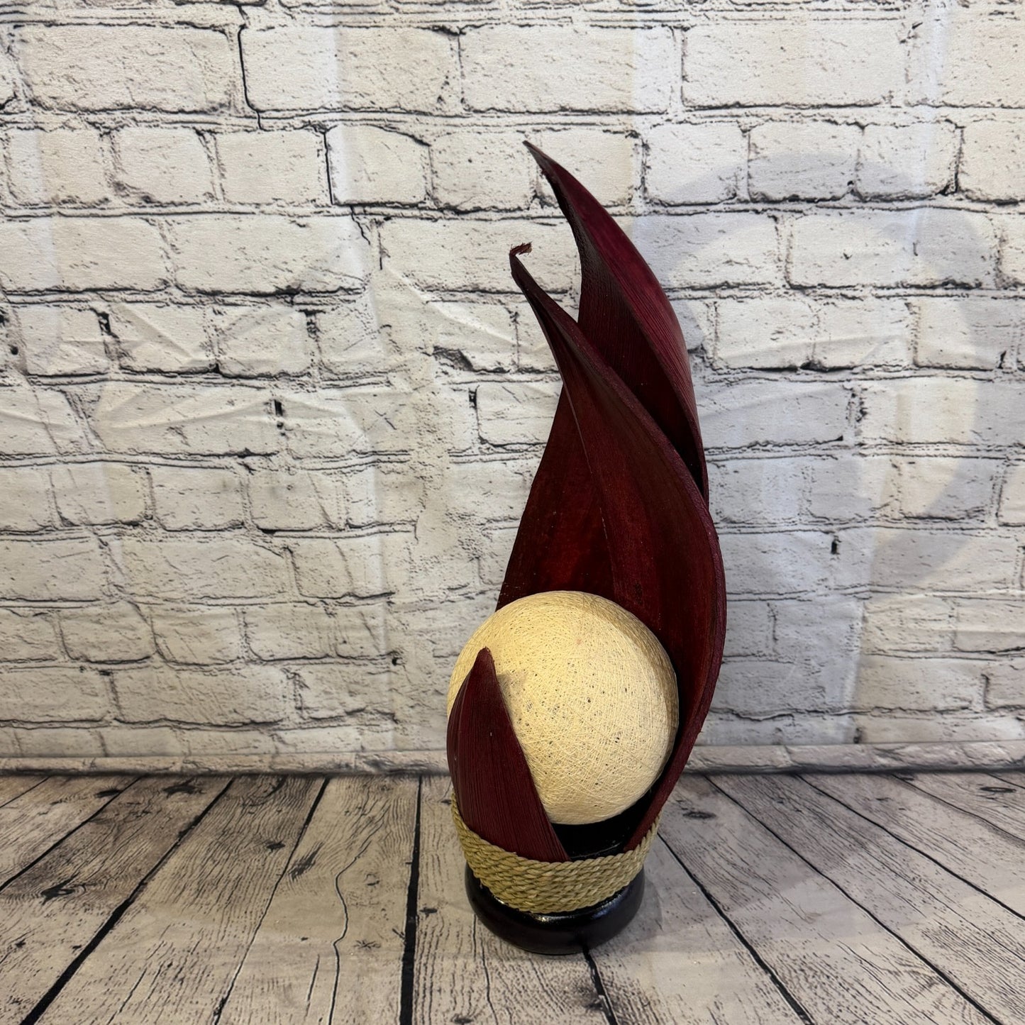 White Light Red Natural 55cm Tall Leaf Lamp Twist LED UK Mains Plug Design 60