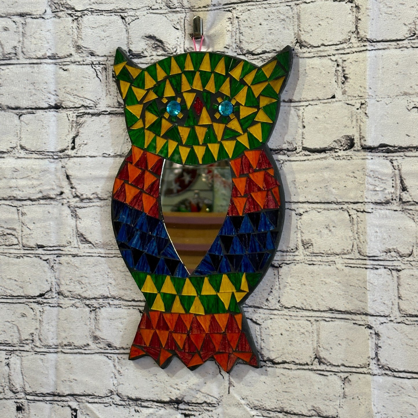 Rainbow Owl With Mirror Mosaic Tile Wall Mirror 35cm x 20cm Handmade New1