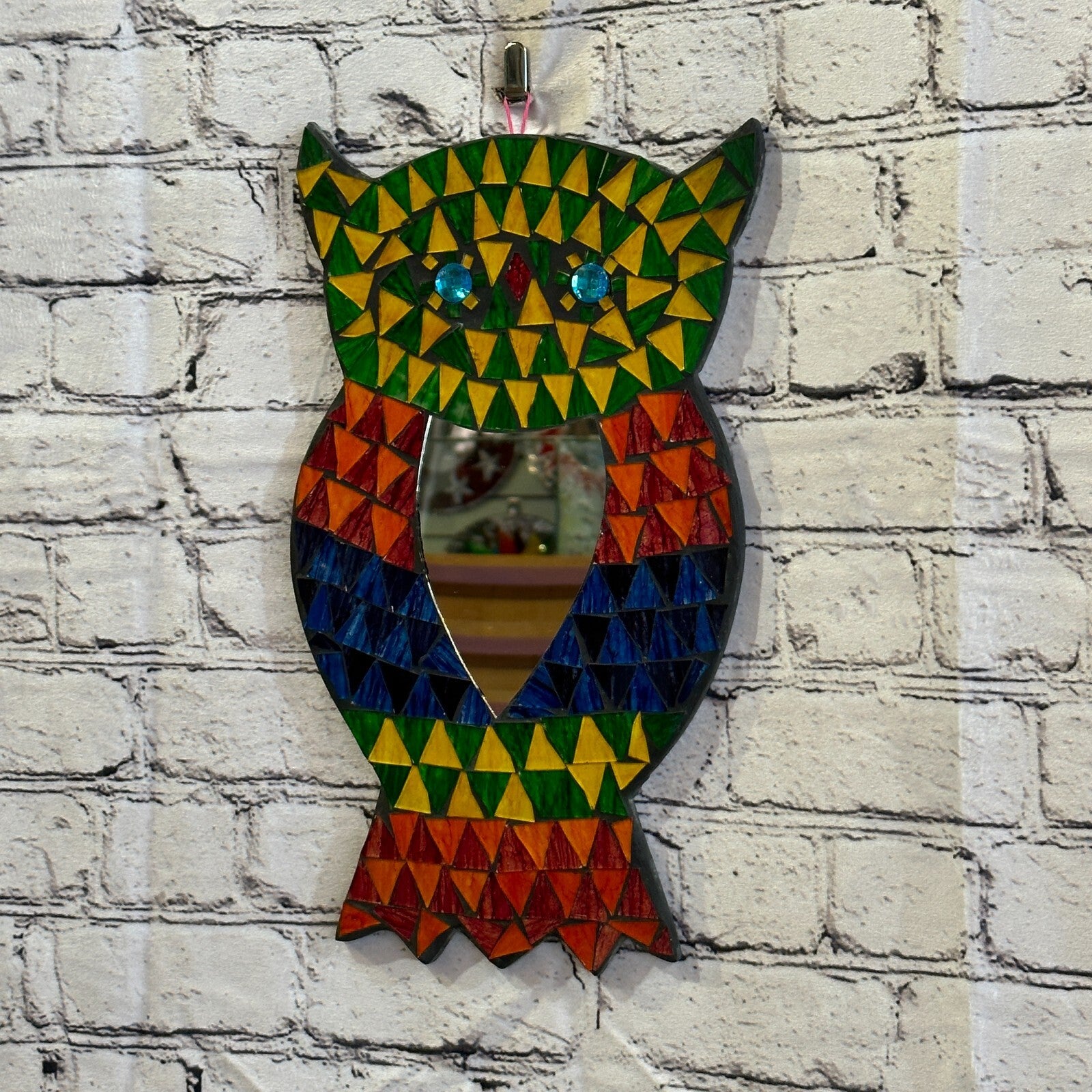 Rainbow Owl With Mirror Mosaic Tile Wall Mirror 35cm x 20cm Handmade New1