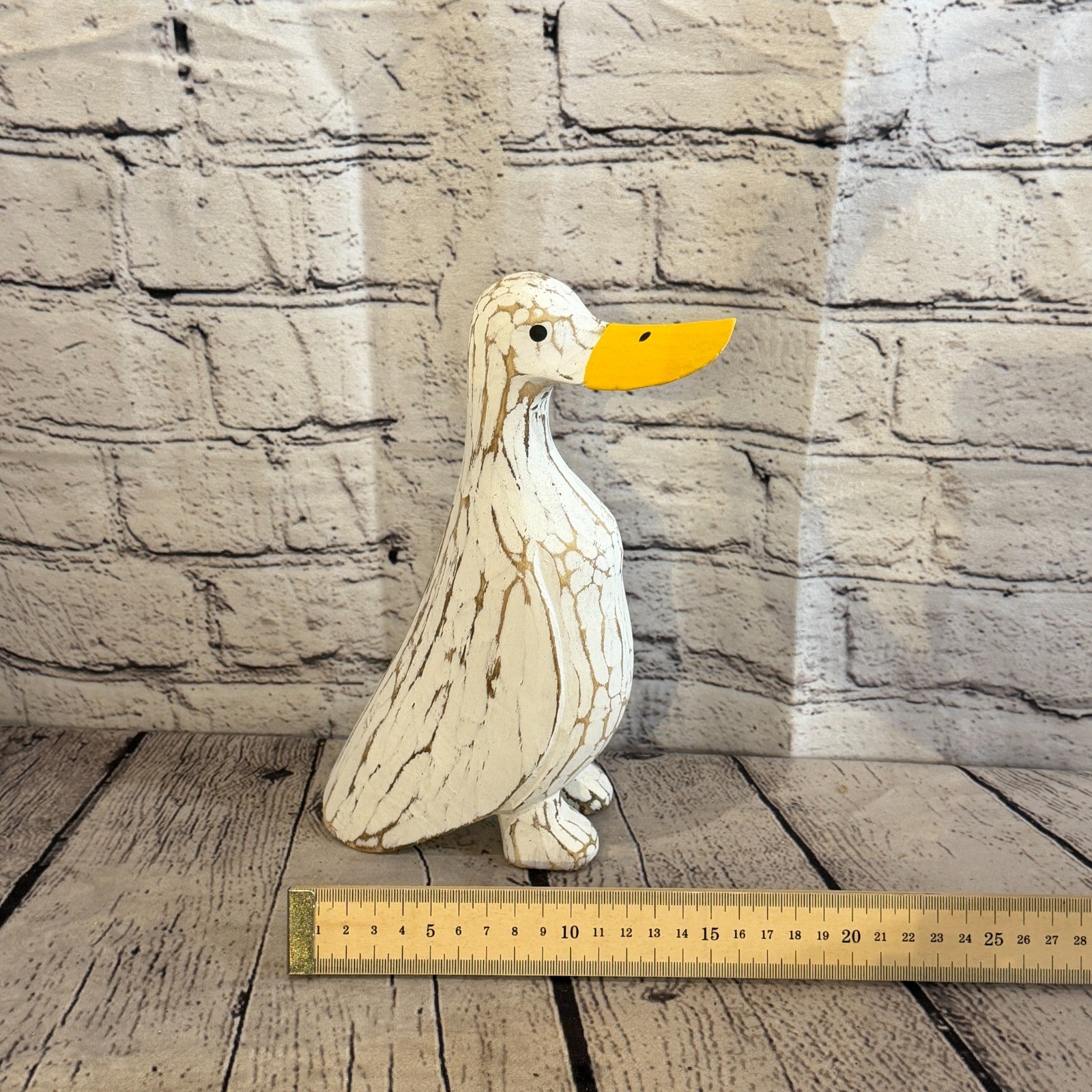Looking Forward 25cm Tall Wooden White Duckling Baby Duck Shabby Wood Fairtrade7