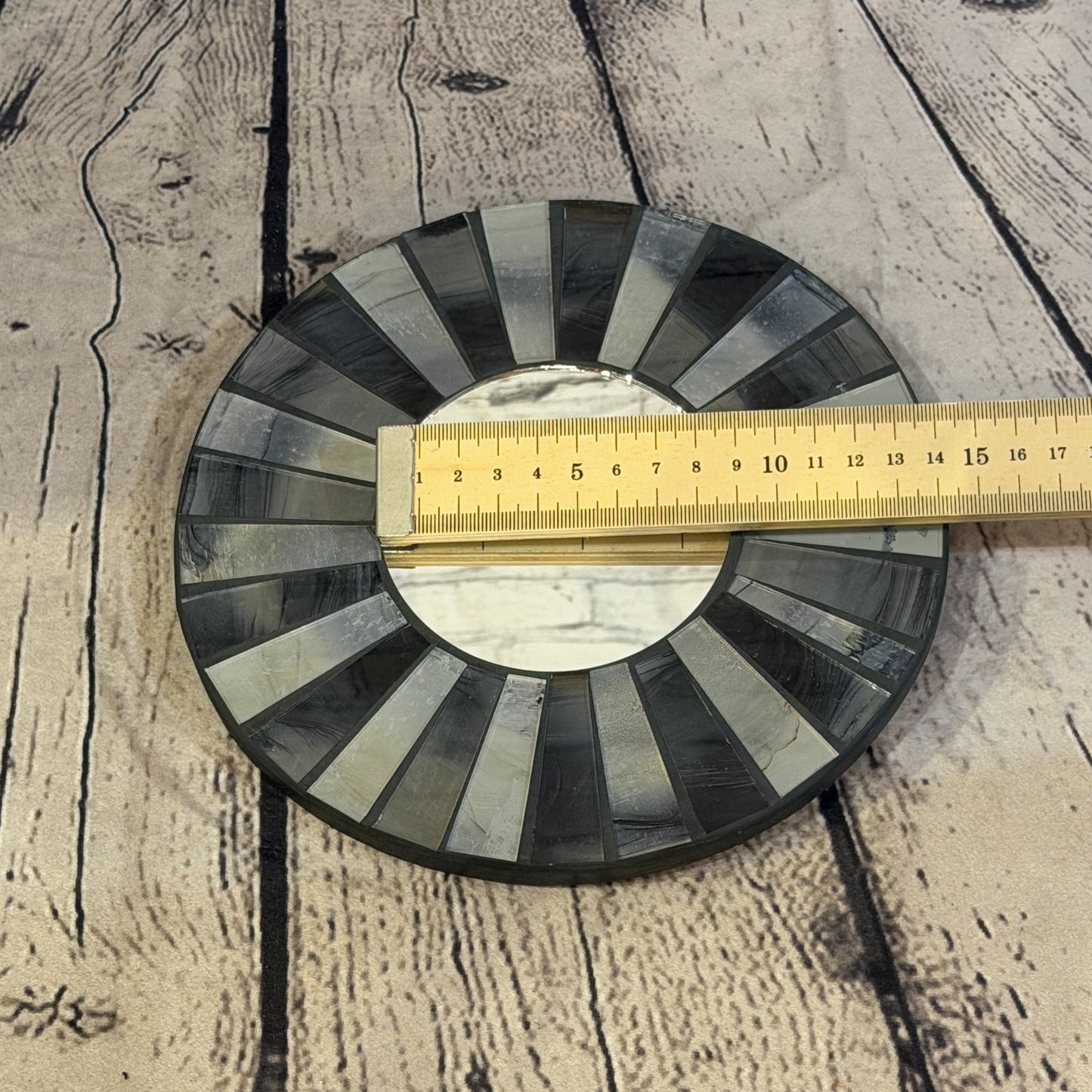 Grey Black Line Black Mosaic Tile Wall Mirror 20cm x 20cm 8 Inches Handmade5