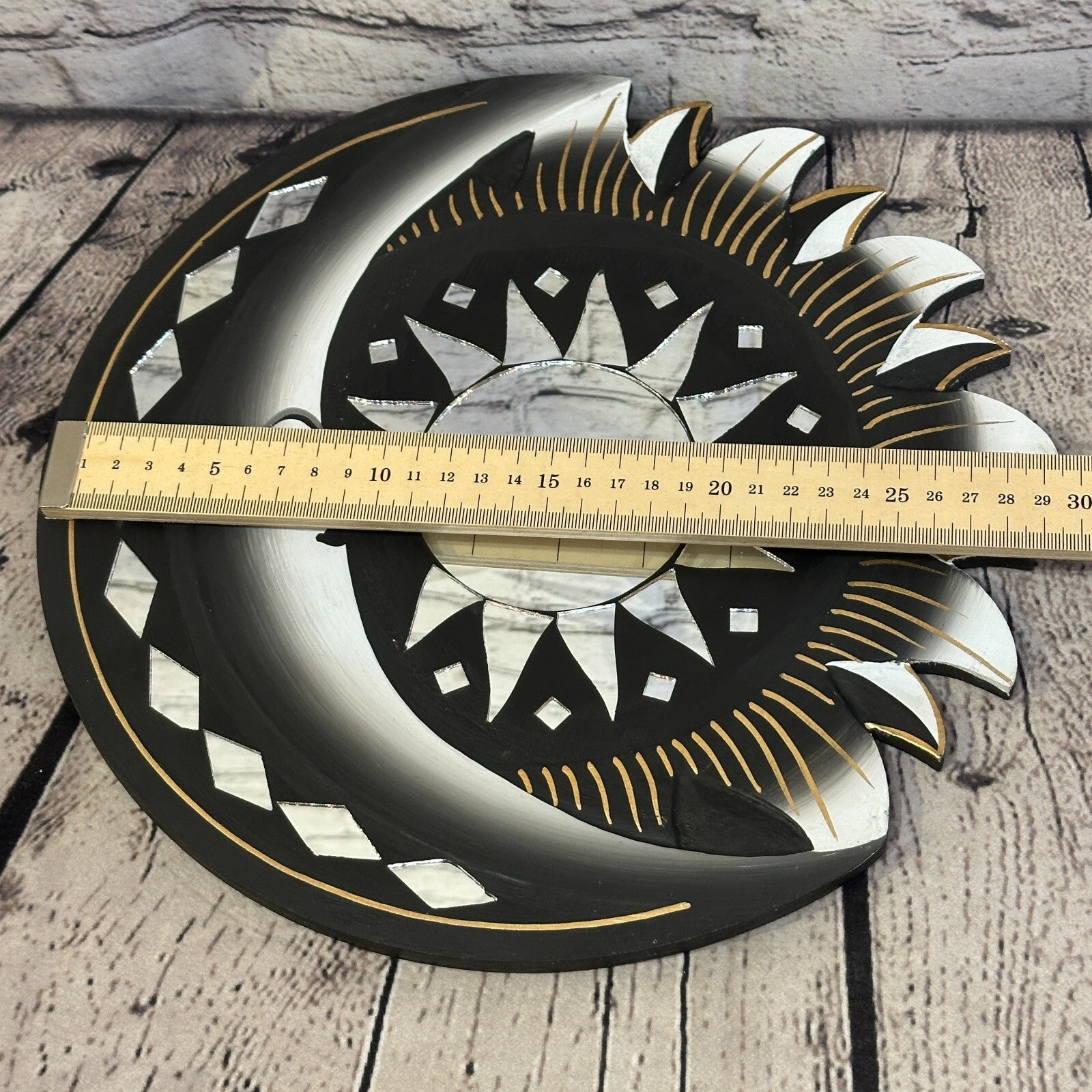 Black Half Moon Mosaic Tile Wall Mirror 30cm x 30cm 12 Inches Handmade Fairtrade3