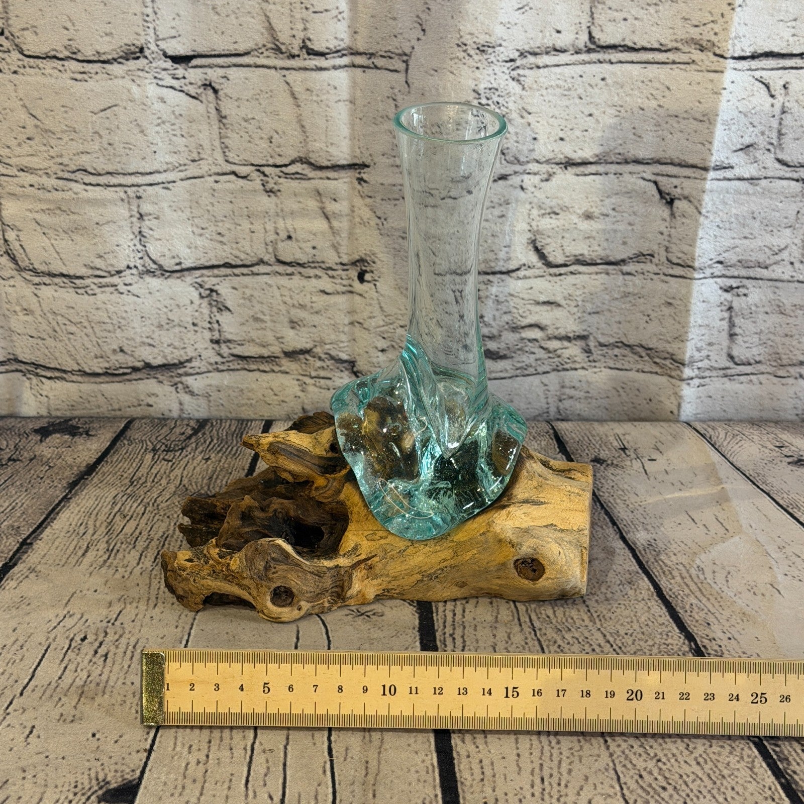 20cm Tall Vase Colour Melted Glass Wood Decorative Vase Glass Sculpture Crafted5